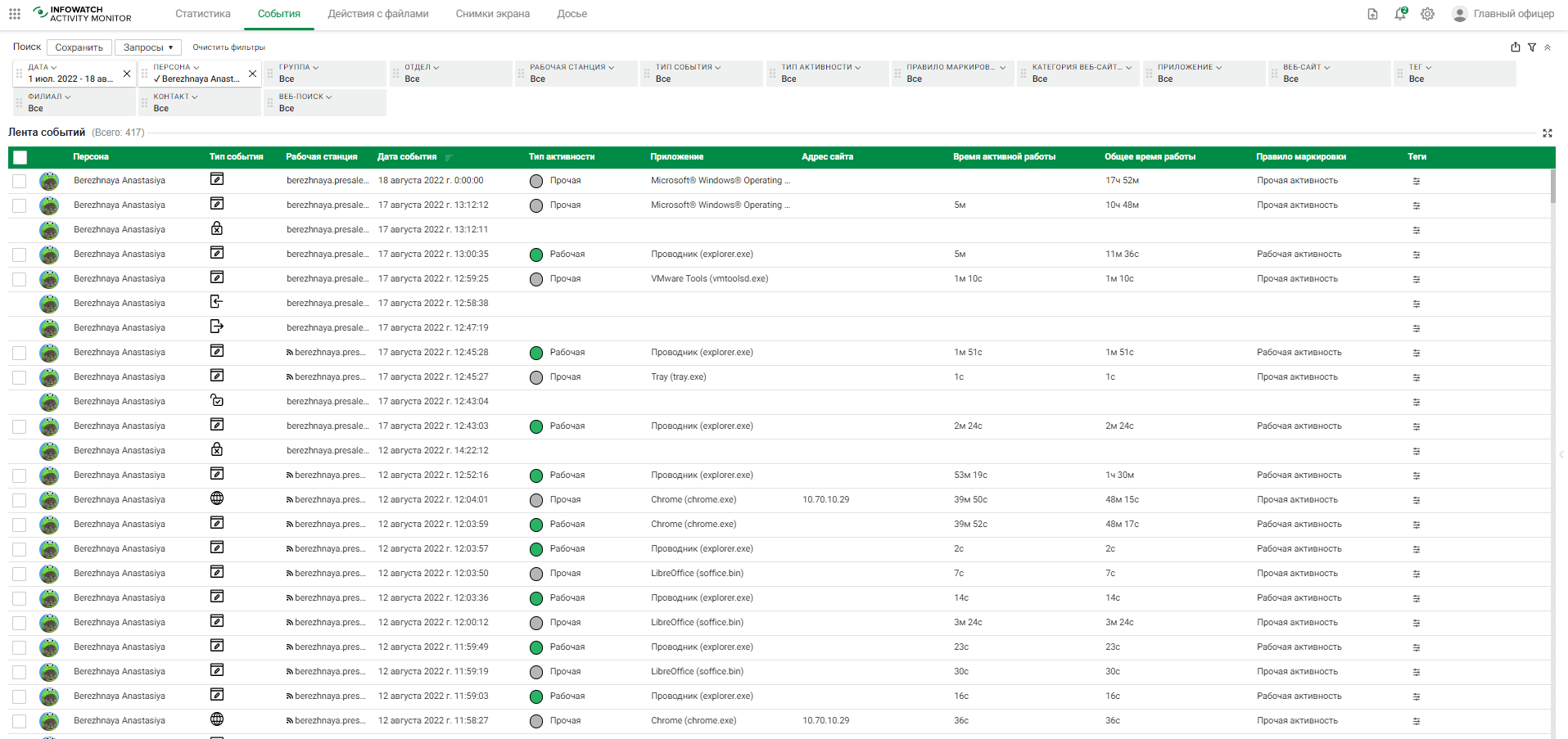 Лента событий